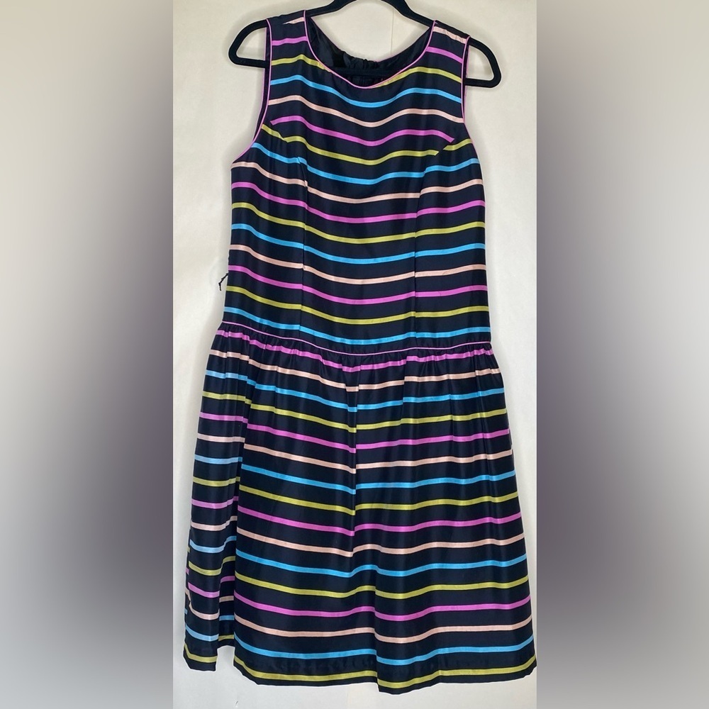 Vintage Silk Signature by Robbie Bee Drop Waist Striped Dress Sz 10